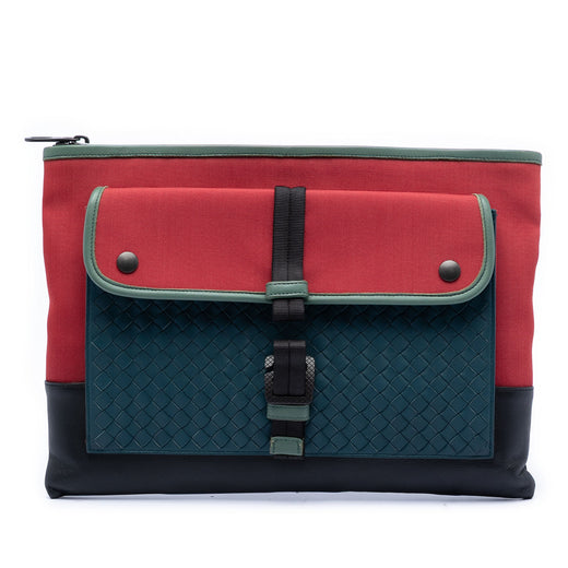 Canvas and Nappa Intrecciato Clutch - Image 1