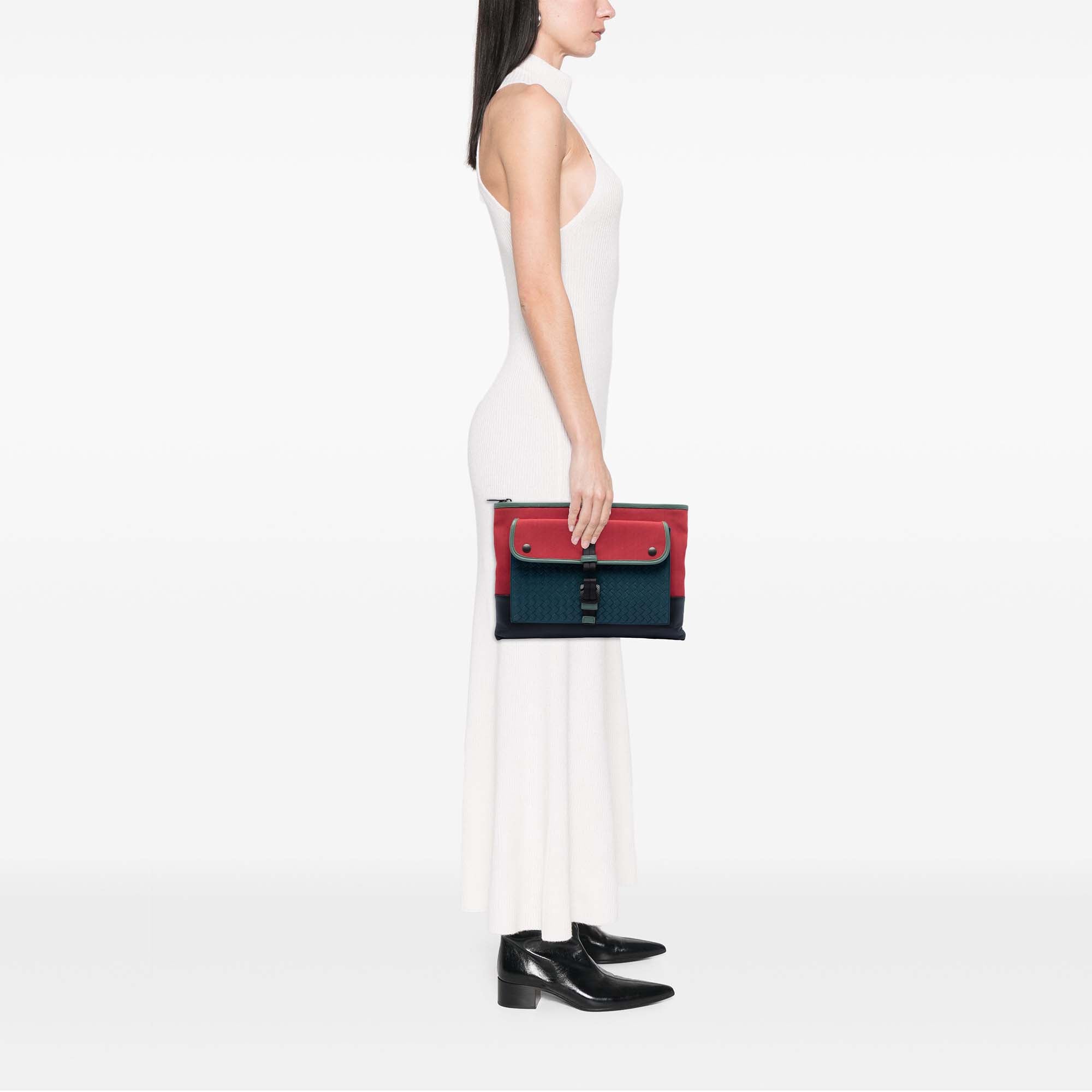 Canvas and Nappa Intrecciato Clutch - Image 7