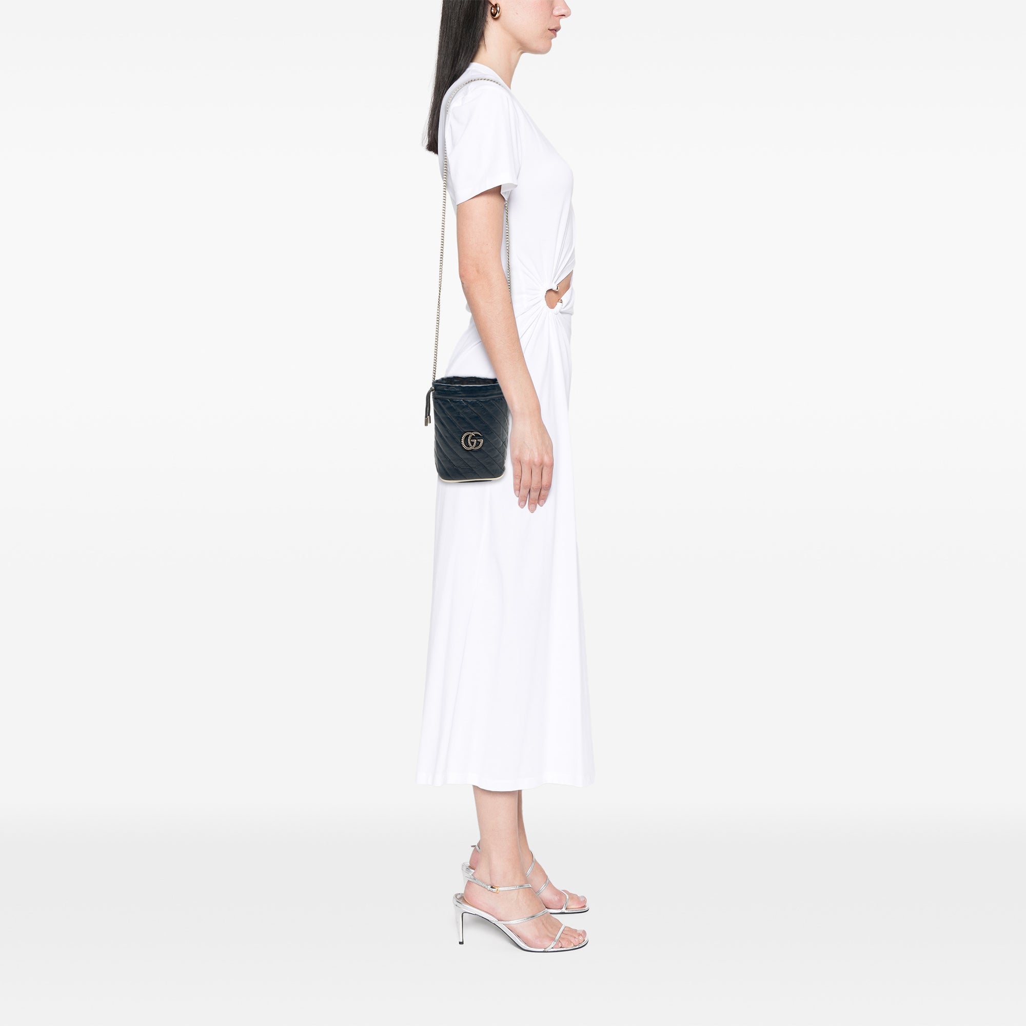 Mini GG Marmont Matelasse Diagonal Leather Torchon Bucket Bag - Image 7