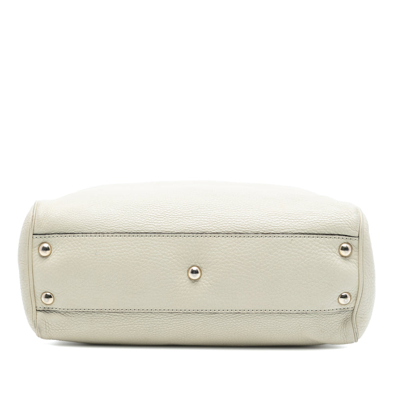 Small Calfskin Bamboo Shopper Satchel - Image 3