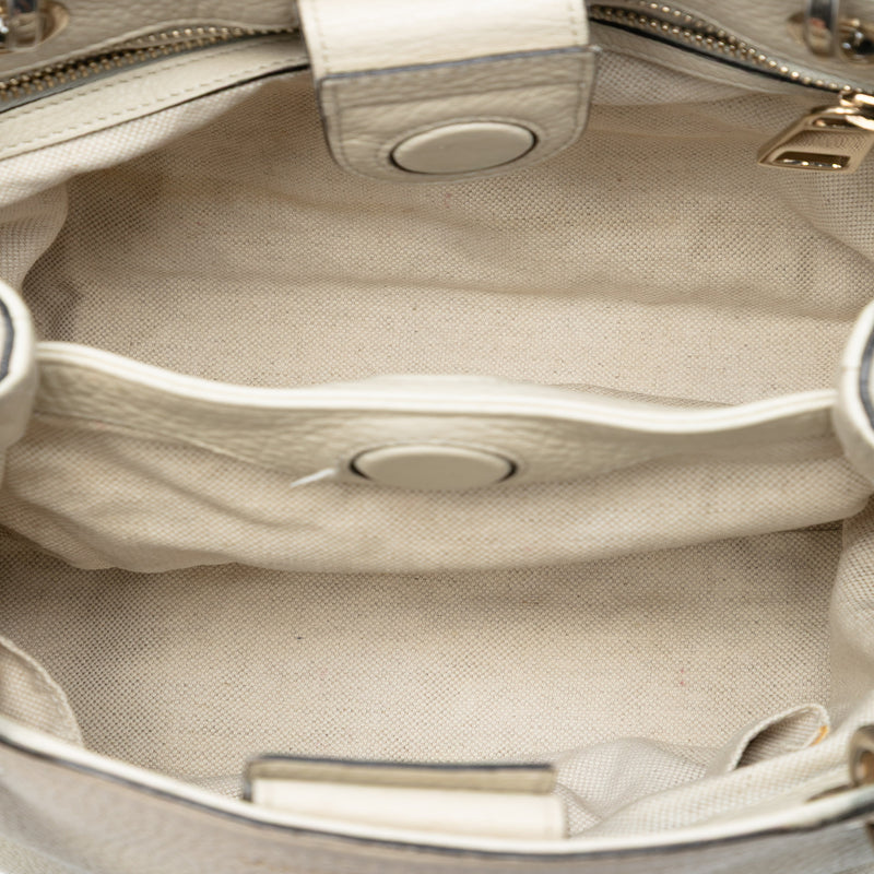 Small Calfskin Bamboo Shopper Satchel - Image 4