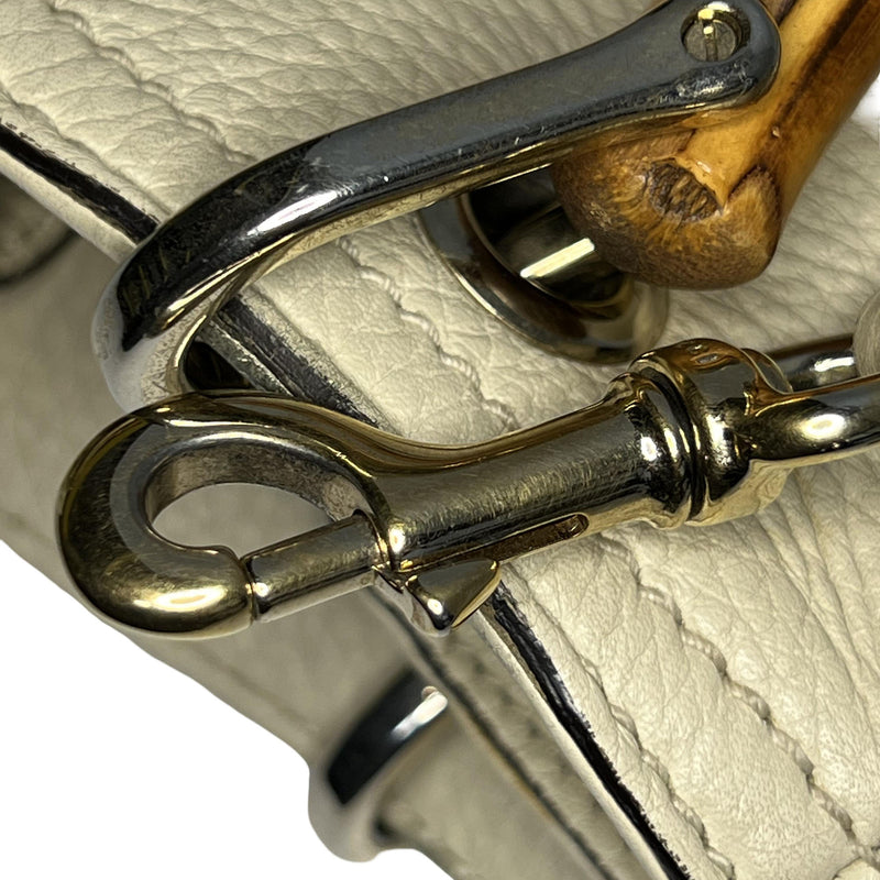 Small Calfskin Bamboo Shopper Satchel - Image 7