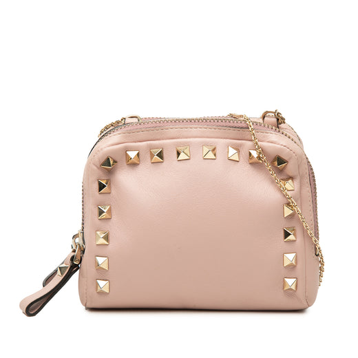Leather Rockstud Double Zip Crossbody - Image 1