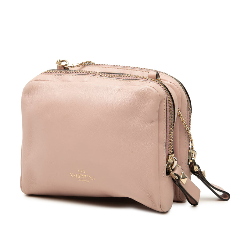 Leather Rockstud Double Zip Crossbody - Image 2