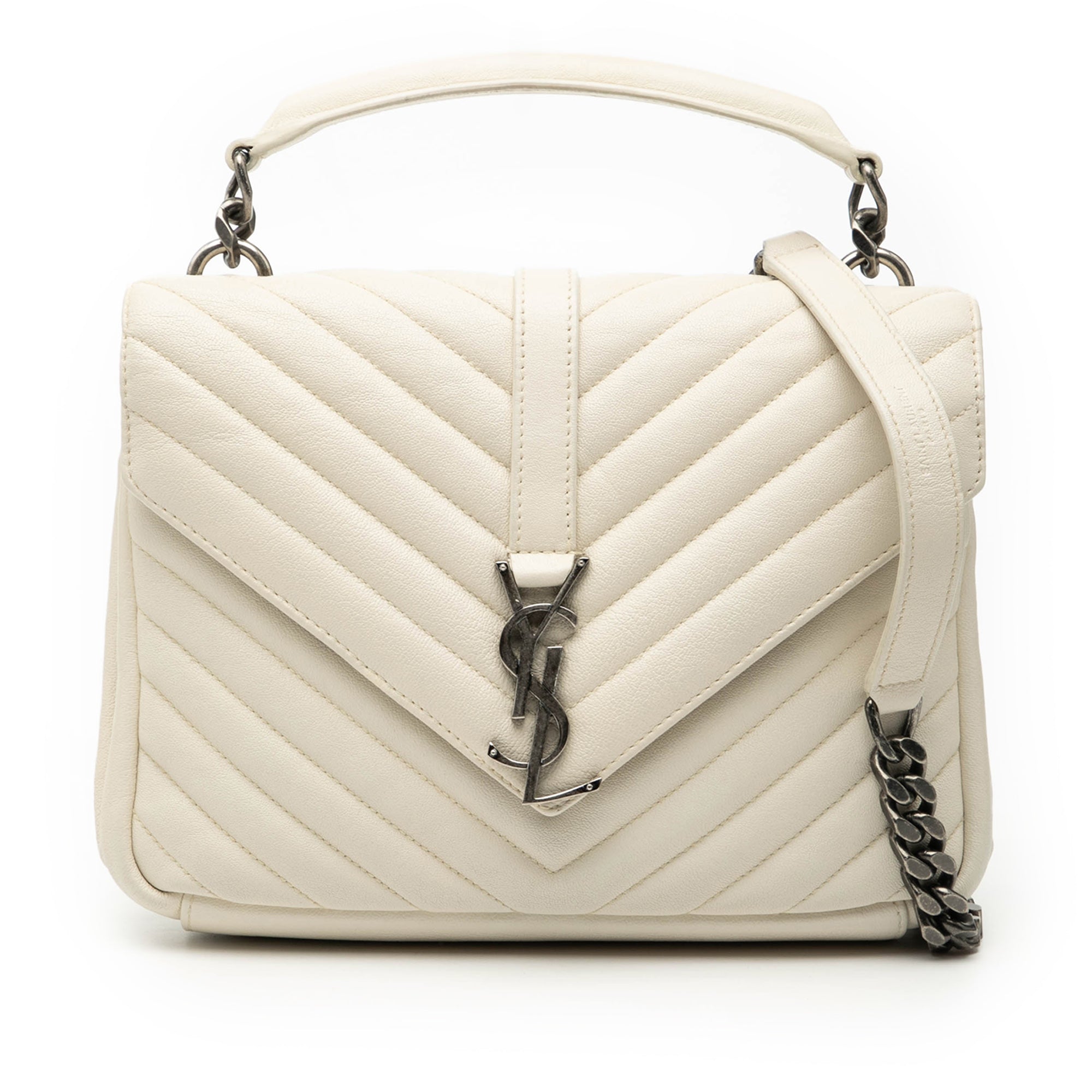 Medium Chevron Sheepskin Monogram College Satchel - Image 1