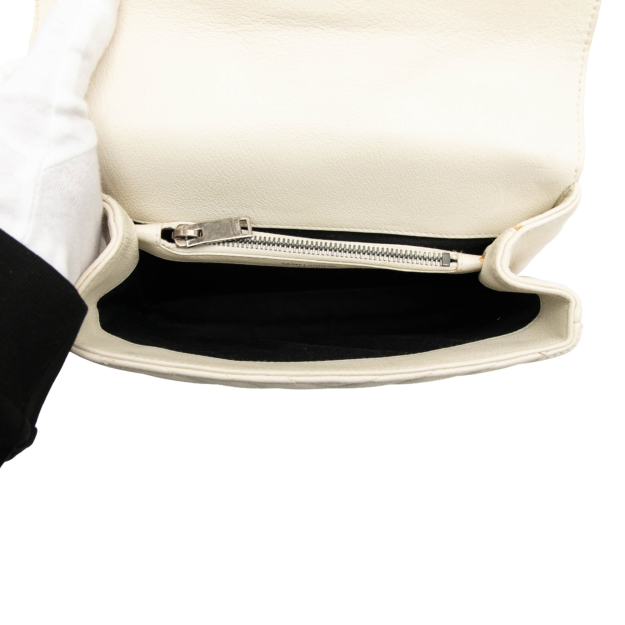 Medium Chevron Sheepskin Monogram College Satchel - Image 4