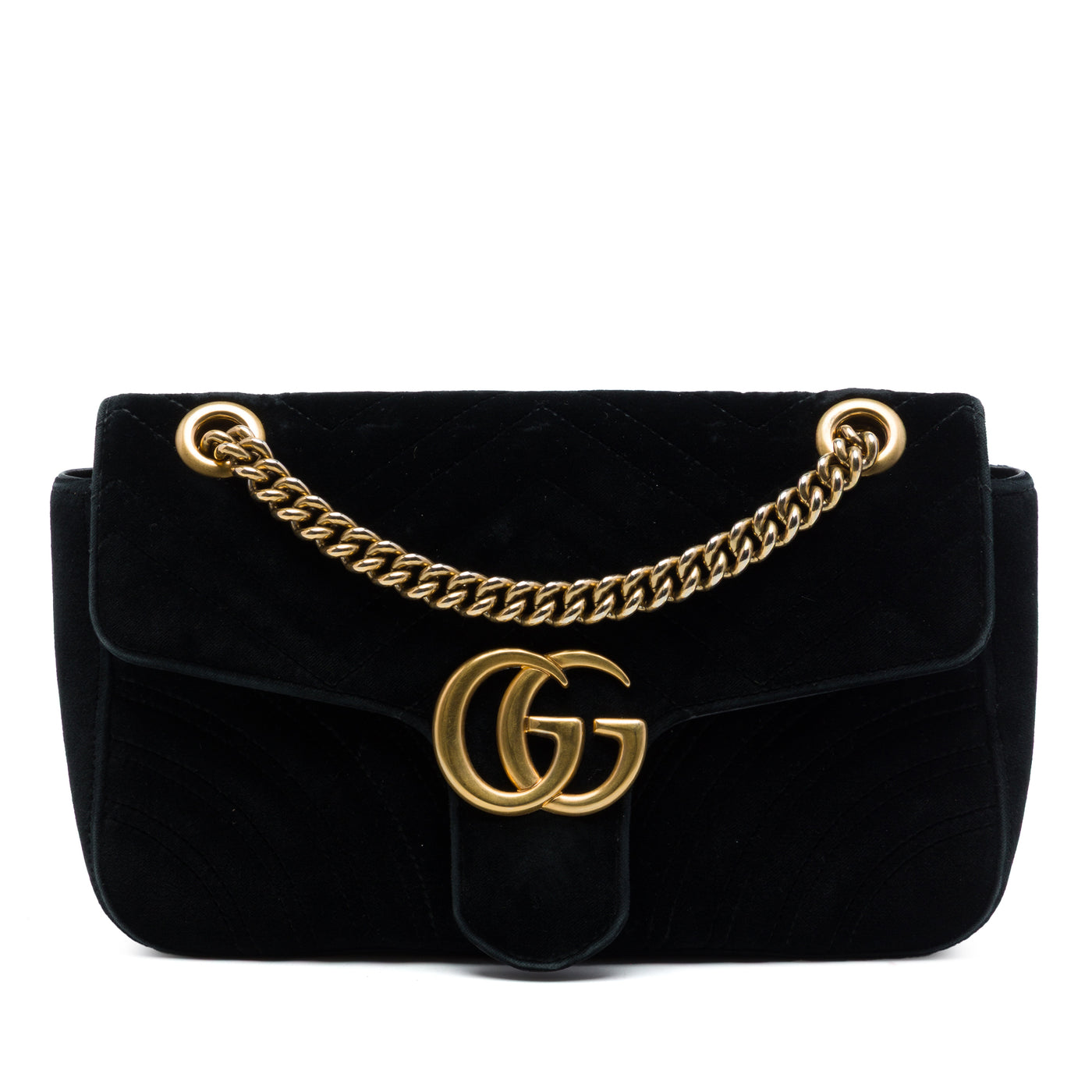 Medium GG Marmont Matelasse Velvet Shoulder Bag - Image 1