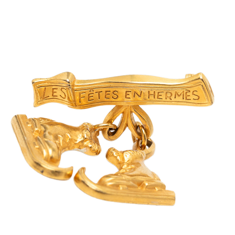 Gold Plated Les Fetes en Hermes Pin Brooch - Image 3