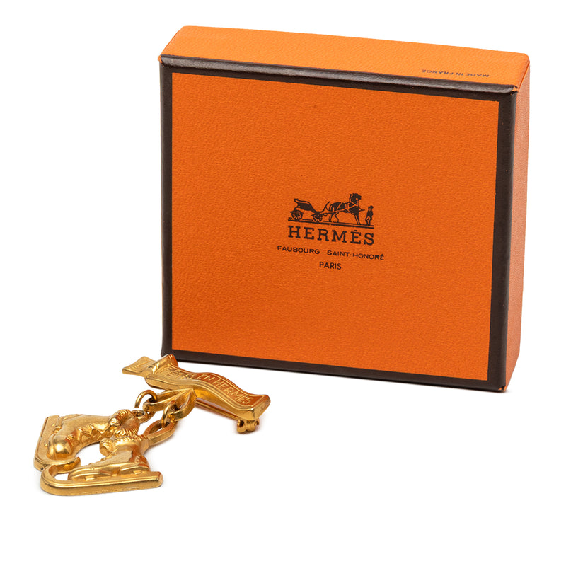 Gold Plated Les Fetes en Hermes Pin Brooch - Image 4