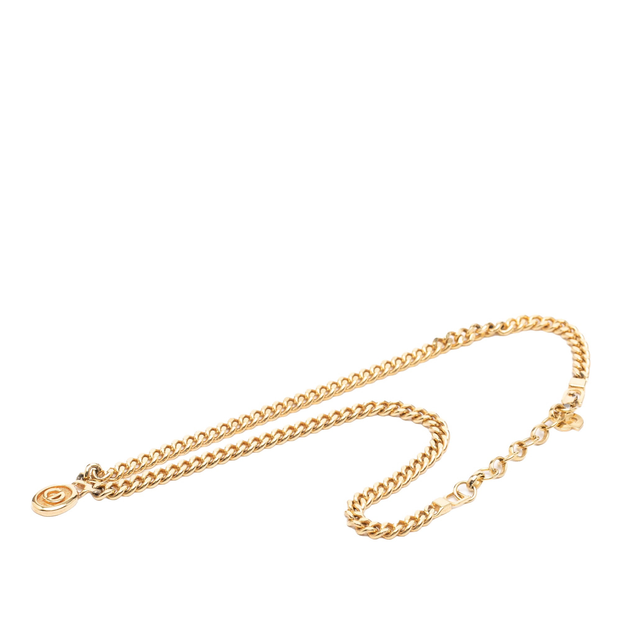 Gold Plated CD Logo Oval Pendant Necklace - Image 1