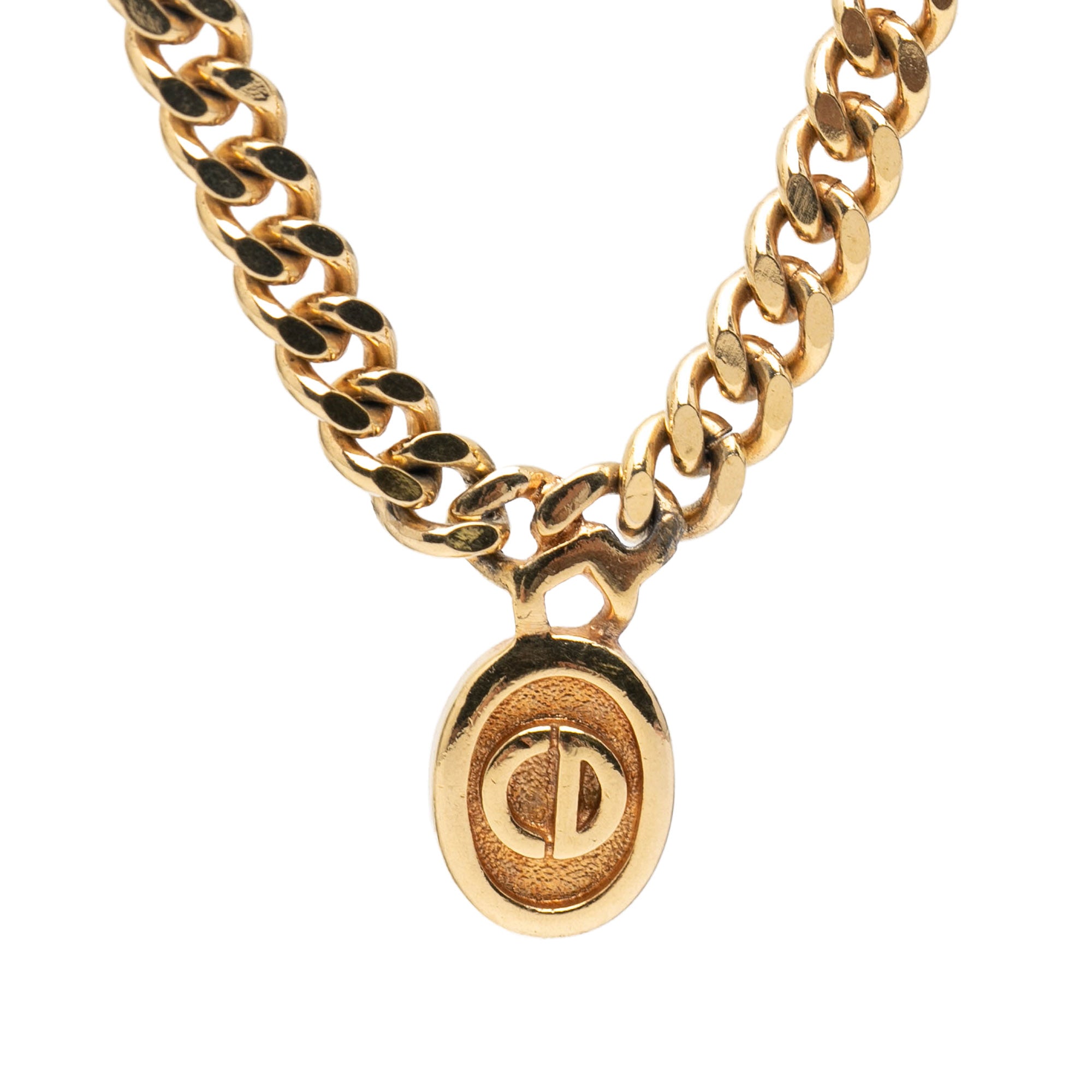 Gold Plated CD Logo Oval Pendant Necklace - Image 2