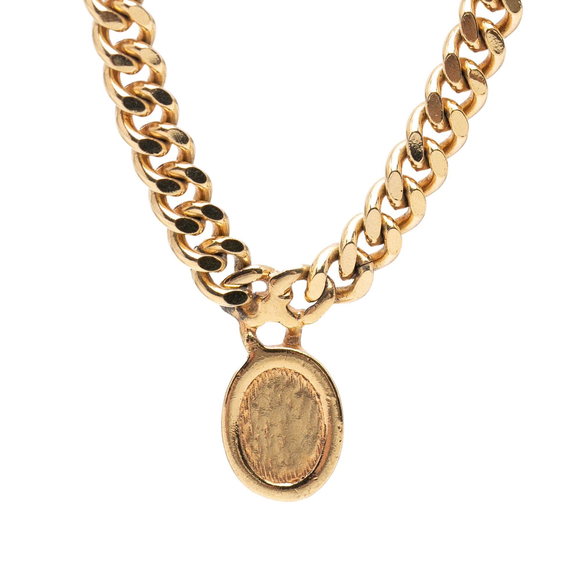Gold Plated CD Logo Oval Pendant Necklace - Image 3