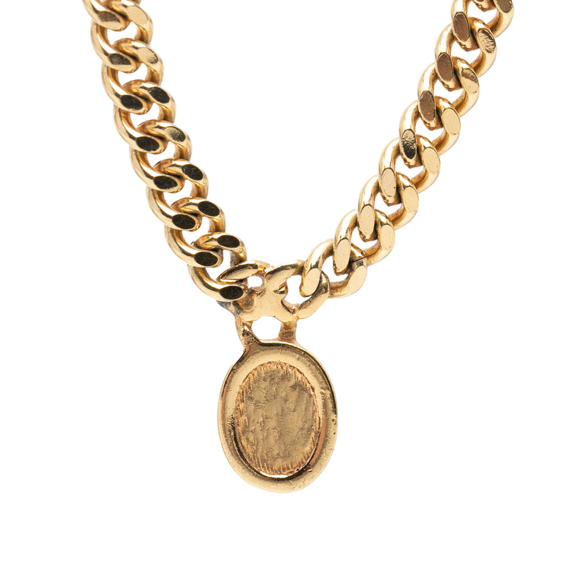 Gold Plated CD Logo Oval Pendant Necklace - Image 3