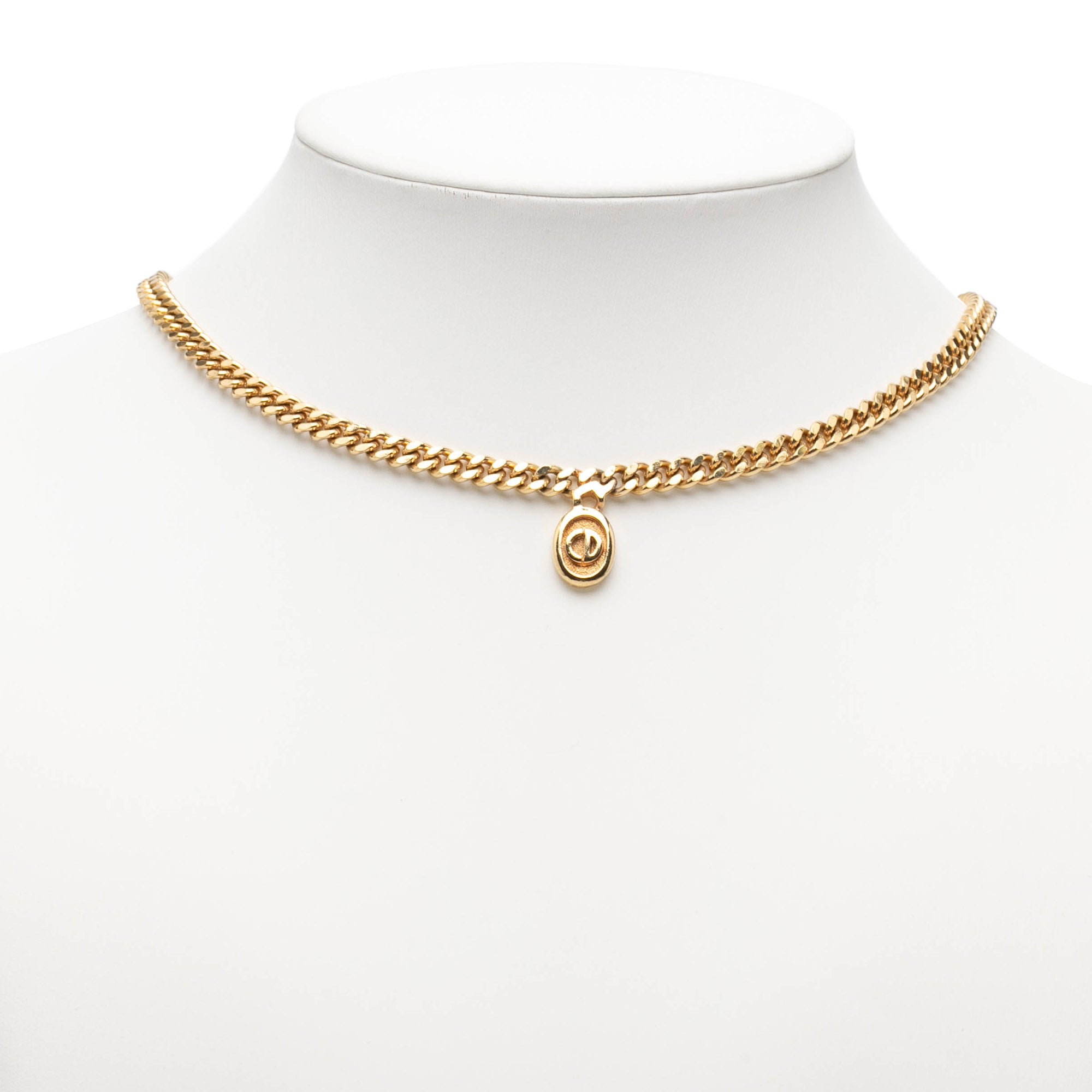 Gold Plated CD Logo Oval Pendant Necklace - Image 6