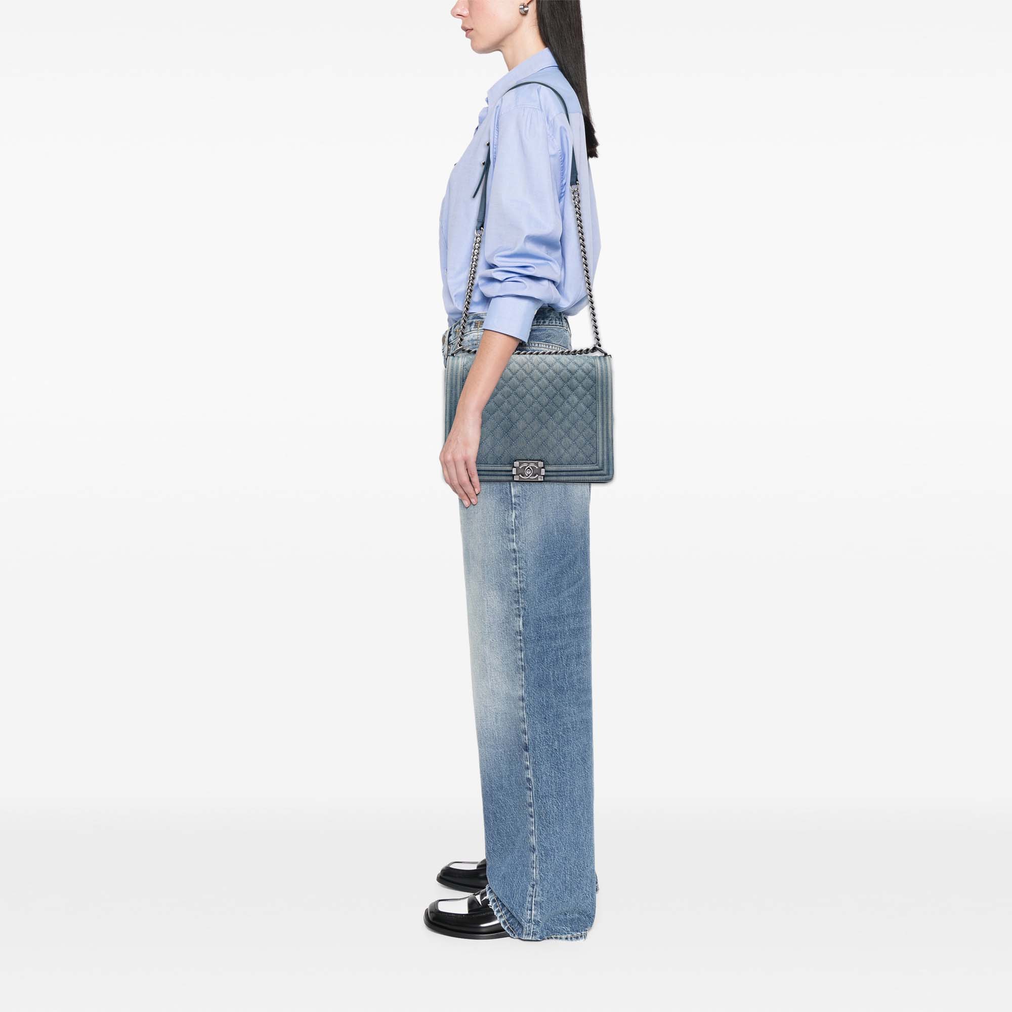Large Quilted Denim Boy Flap - Image 6