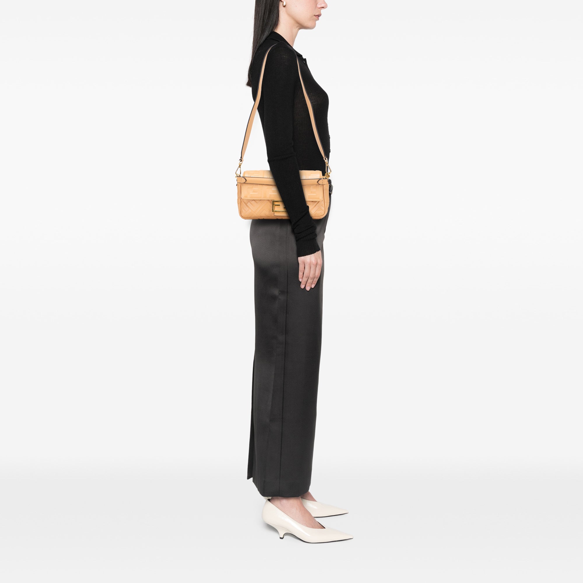 Zucca Embossed Leather Baguette Satchel - Image 11