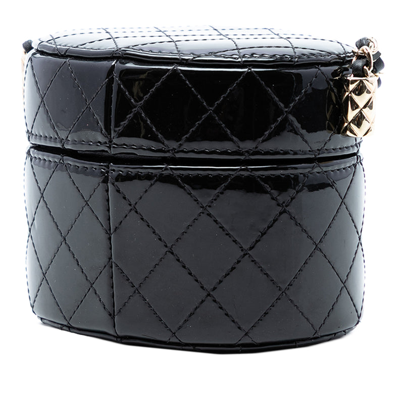 CC Quilted Patent Vanity Case with Chain - Image 2
