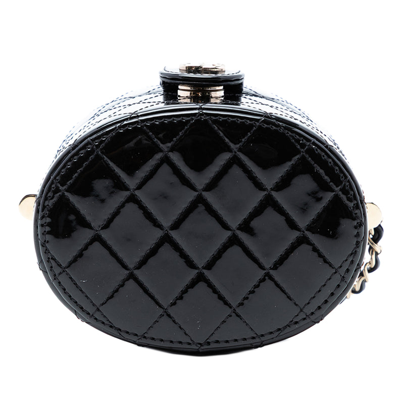 CC Quilted Patent Vanity Case with Chain - Image 3