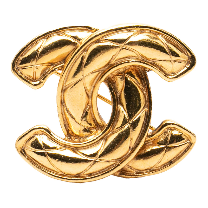 CC Gold Plated Quilted Brooch