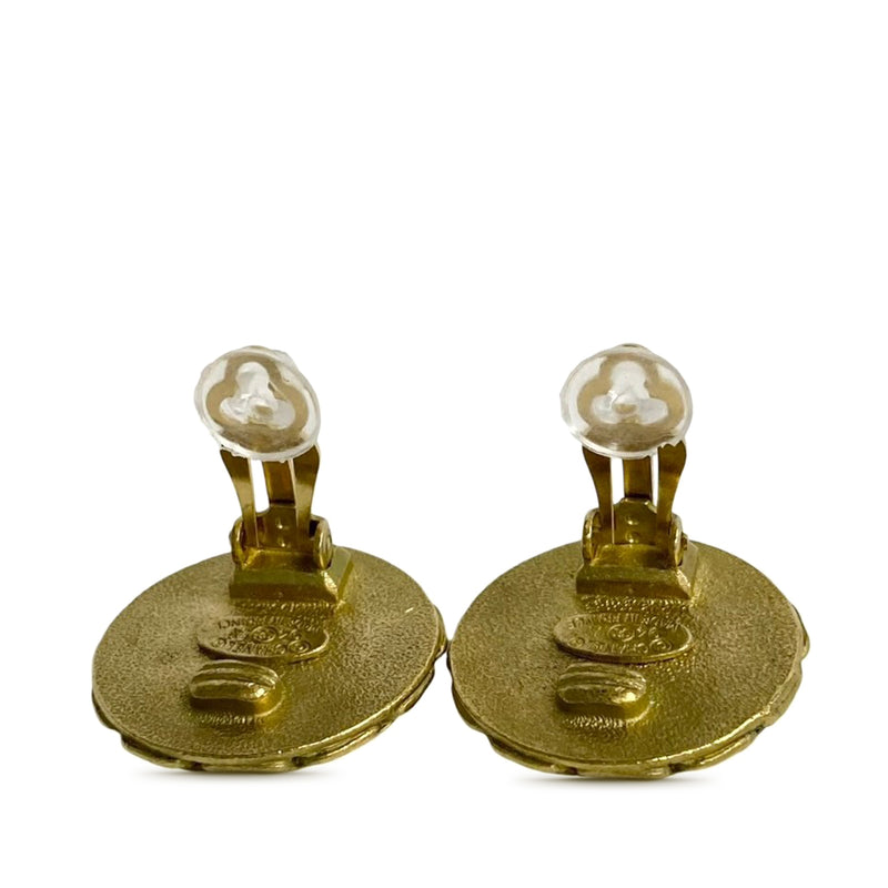 CC Gold Plated Enamel Round Clip On Earrings - Image 2