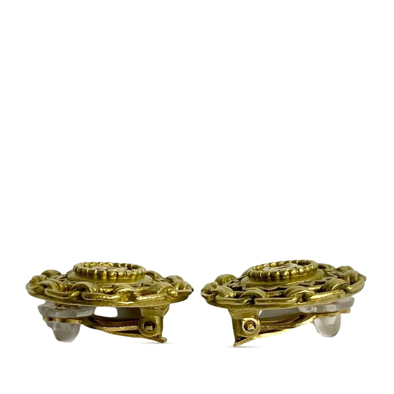 CC Gold Plated Enamel Round Clip On Earrings - Image 3