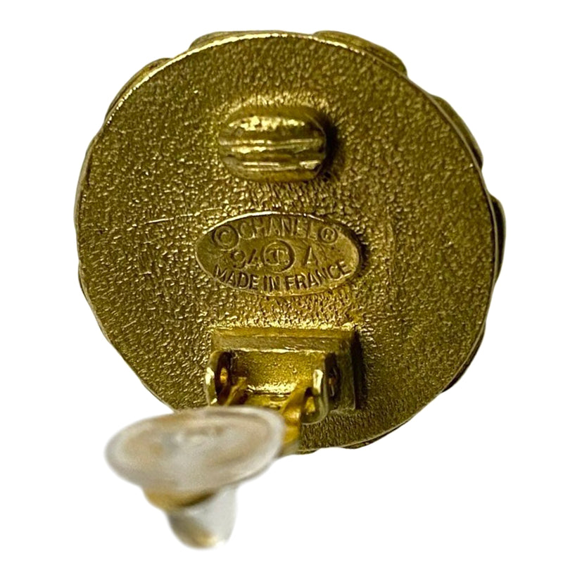 CC Gold Plated Enamel Round Clip On Earrings - Image 4