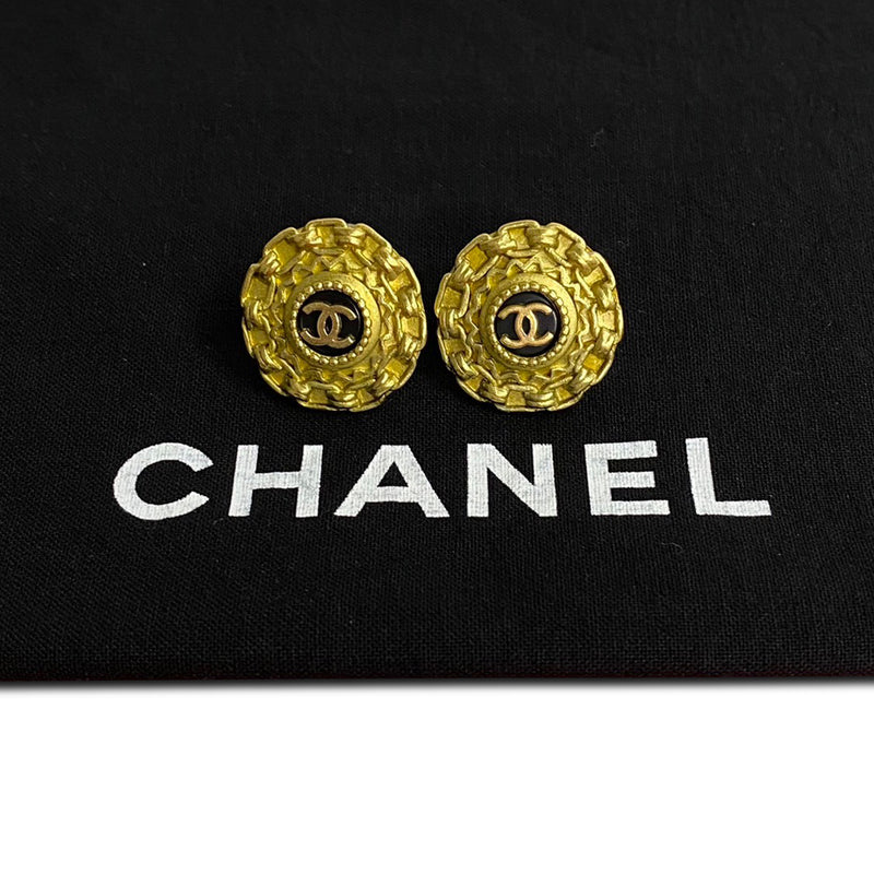CC Gold Plated Enamel Round Clip On Earrings - Image 5