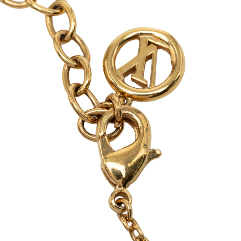Gold Plated Faux Pearl LV Floragram Bracelet - Image 7