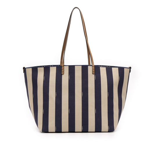 Large Zucca Canvas Pequin Striped Reversible Roll Tote - Image 1