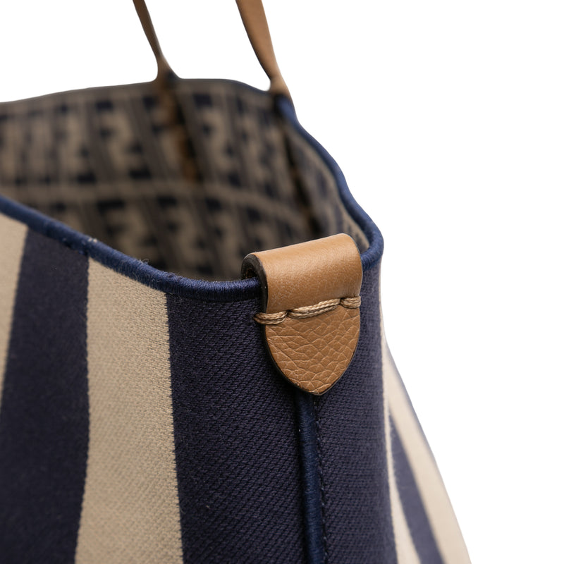 Large Zucca Canvas Pequin Striped Reversible Roll Tote - Image 10