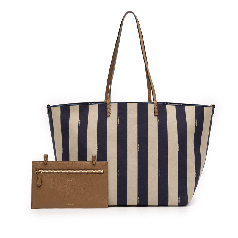 Large Zucca Canvas Pequin Striped Reversible Roll Tote - Image 12