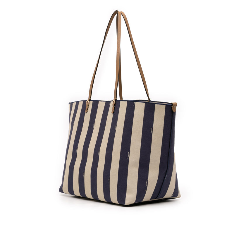 Large Zucca Canvas Pequin Striped Reversible Roll Tote - Image 2