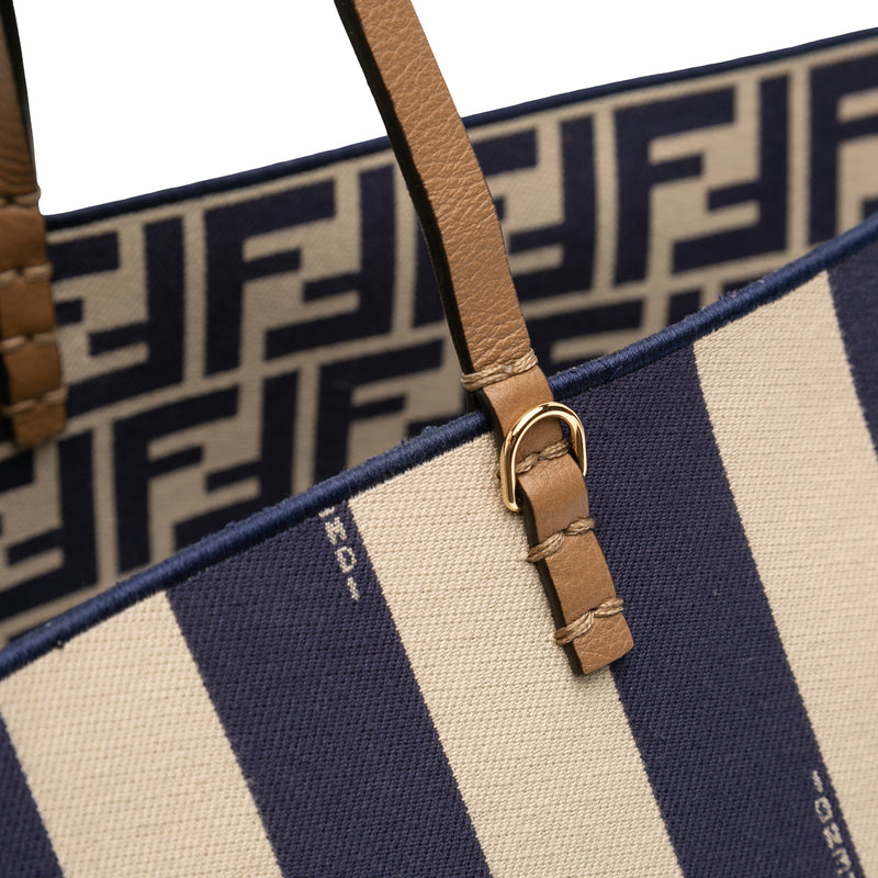 Large Zucca Canvas Pequin Striped Reversible Roll Tote - Image 9