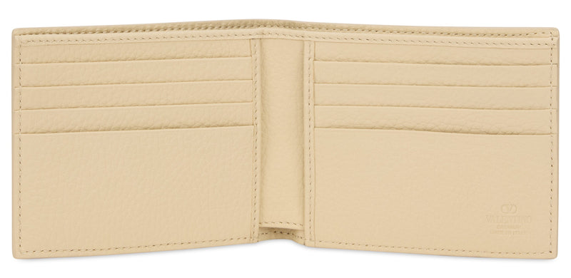 Valentino Garavani Perforated Calfskin Wallet — Beige