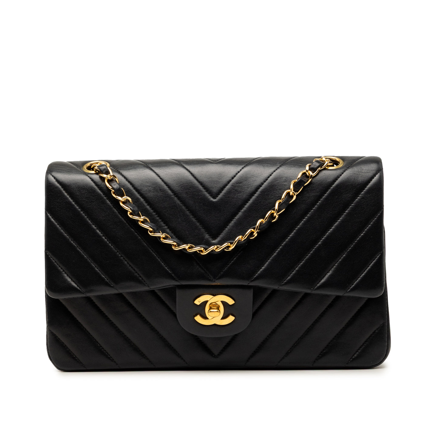 Medium Classic Chevron Lambskin Double Flap - Image 1