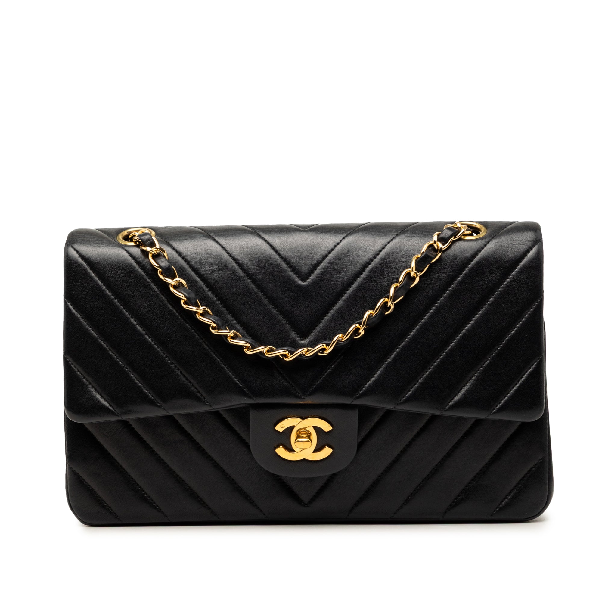 Medium Classic Chevron Lambskin Double Flap - Image 1