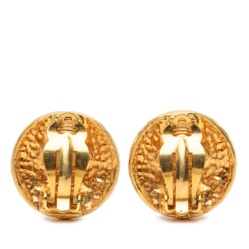 Gold Plated Medallion Coat of Arms Clip on Earrings - Image 2
