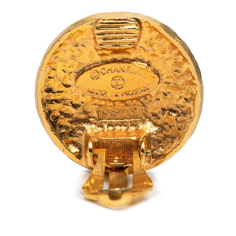 Gold Plated Medallion Coat of Arms Clip on Earrings - Image 3