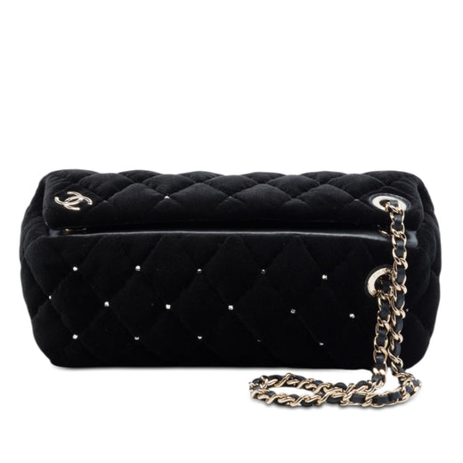 CC Quilted Velvet Crystal Wristlet Clutch - Image 1