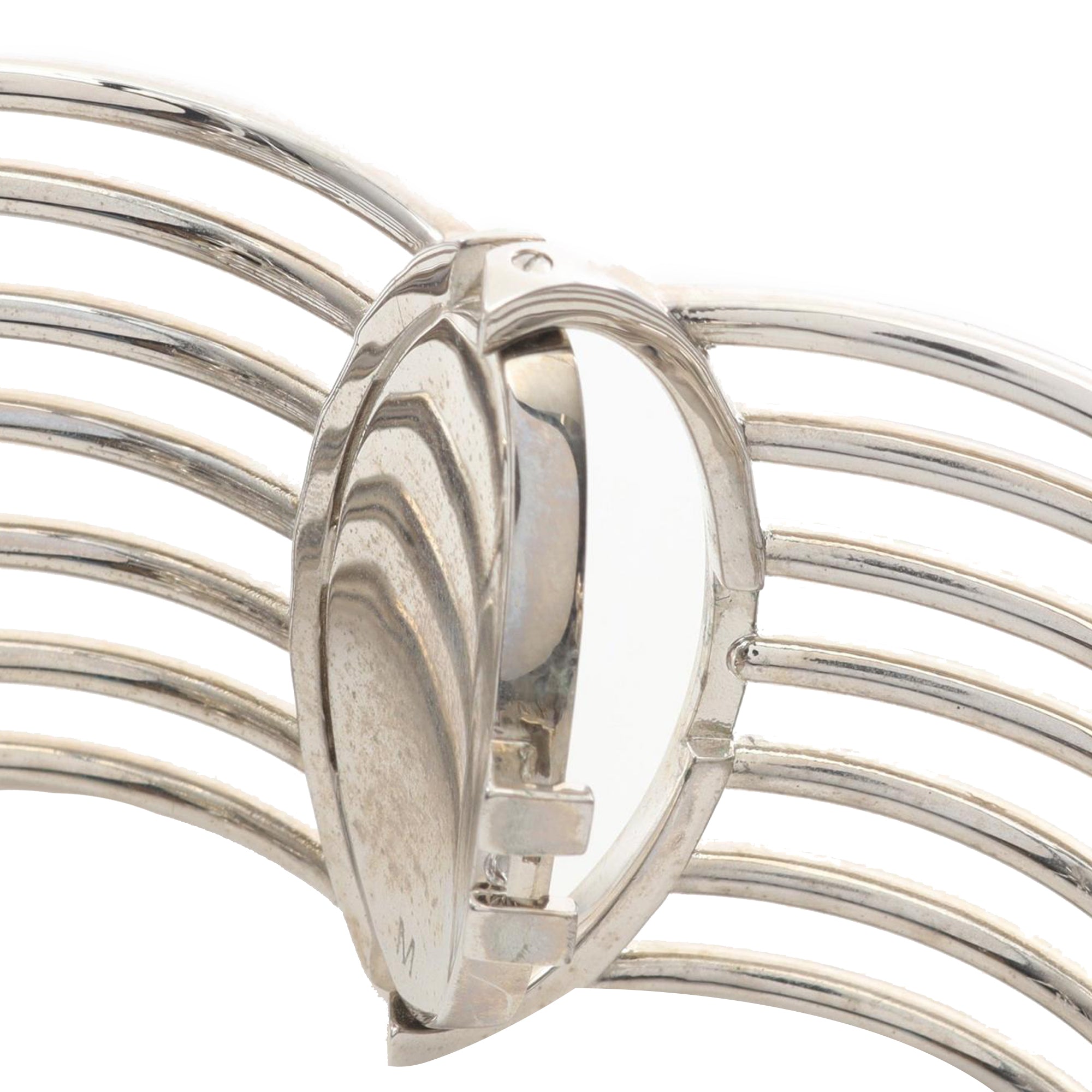 Palladium Plated Faux Pearl Diorific Bangle Bracelet - Image 6