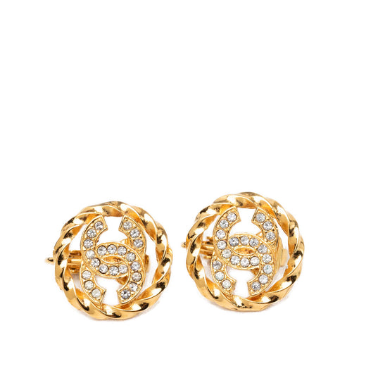 CC Gold Plated Strass Round Rope Earrings - Image 1