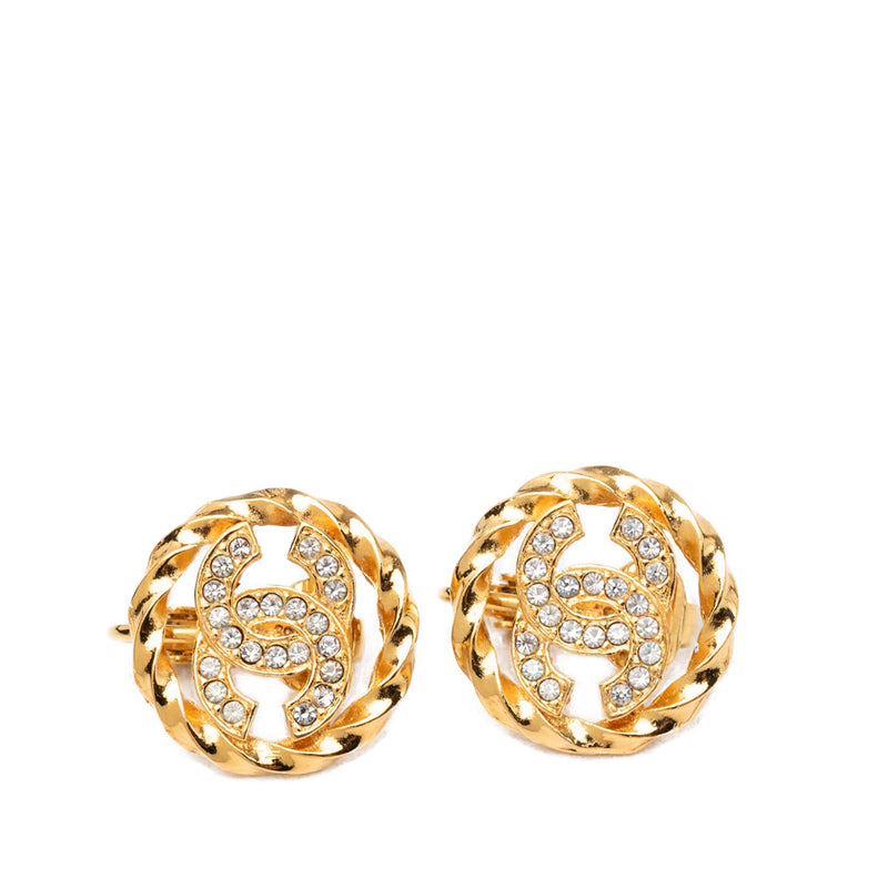 CC Gold Plated Strass Round Rope Earrings