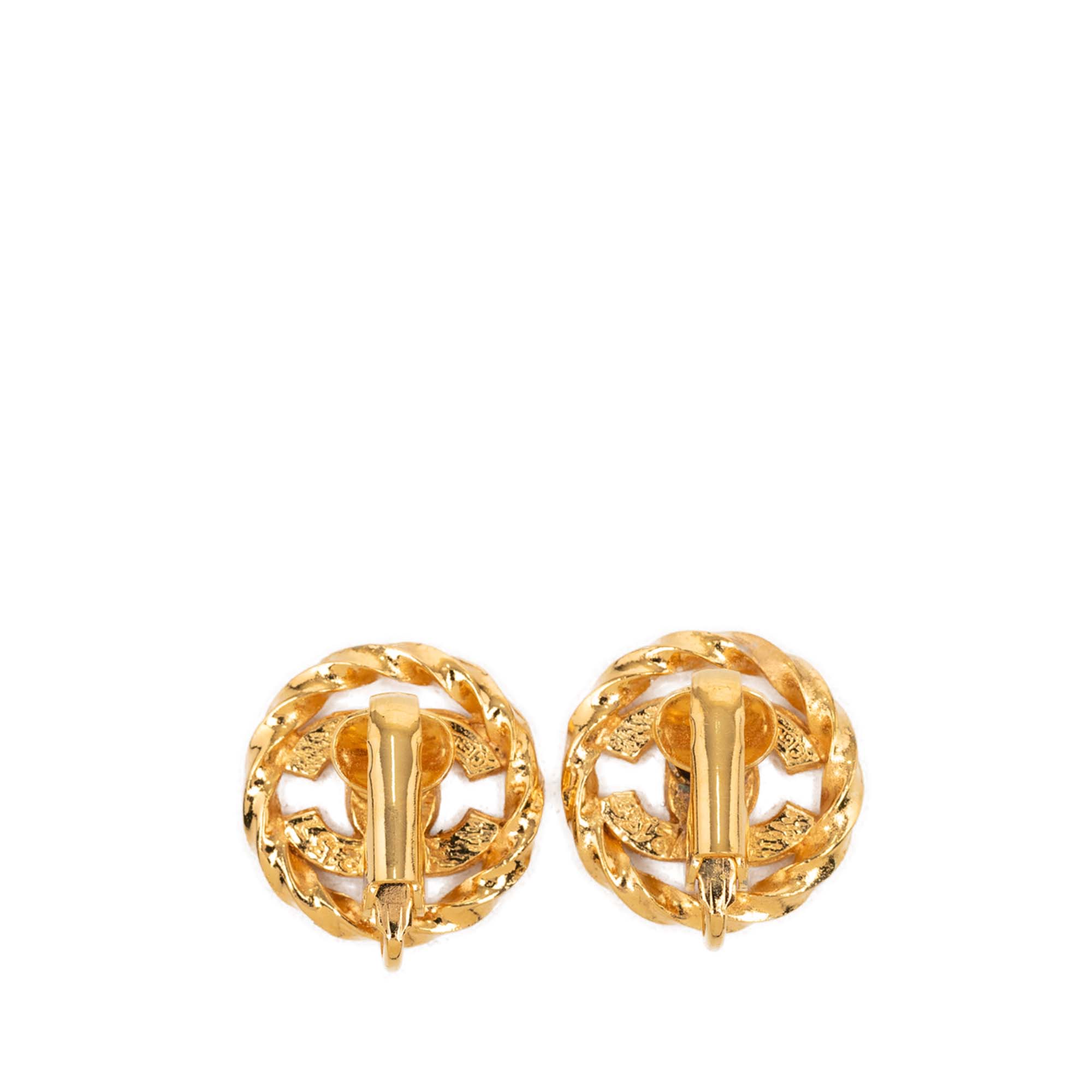 CC Gold Plated Strass Round Rope Earrings - Image 2