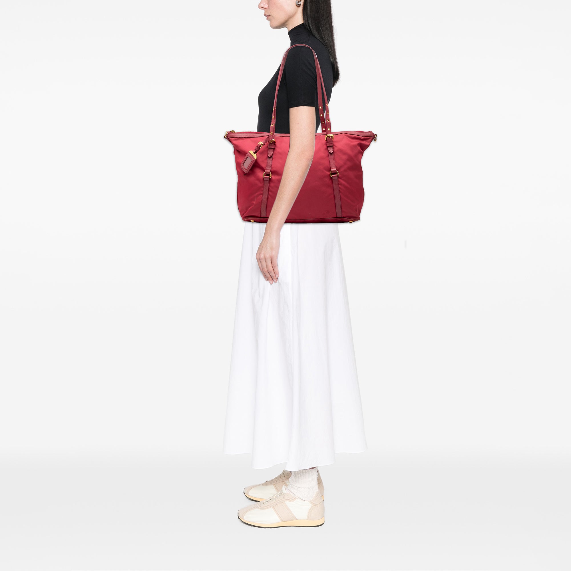 Saffiano Trimmed Tessuto Zip Top Convertible Tote - Image 6