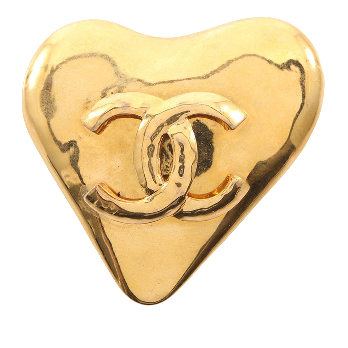 CC Gold Plated Heart Brooch - Image 1