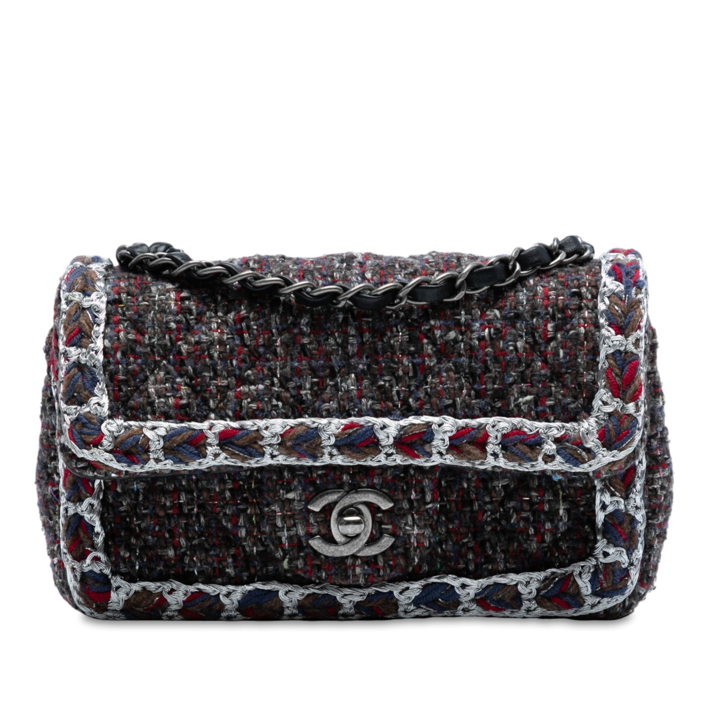 Mini Rectangular Classic Tweed Braided Single Flap - Image 1