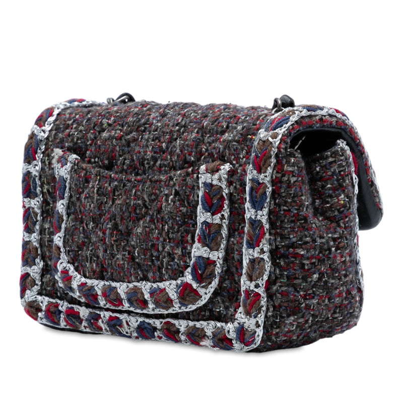 Mini Rectangular Classic Tweed Braided Single Flap - Image 2