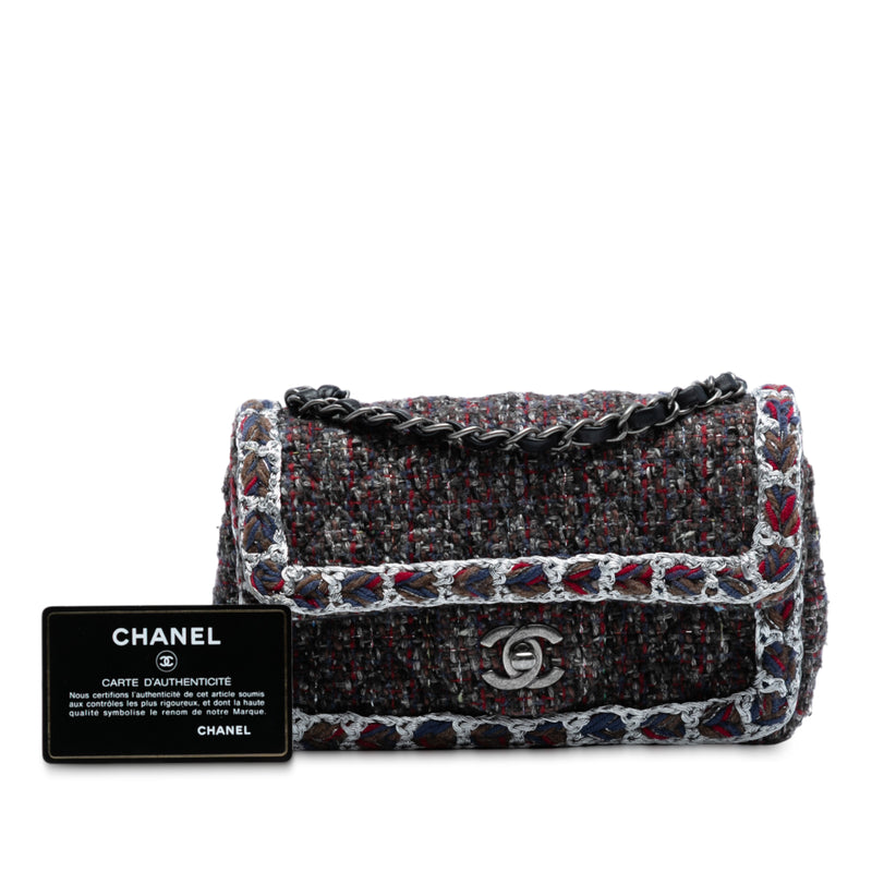 Mini Rectangular Classic Tweed Braided Single Flap - Image 8