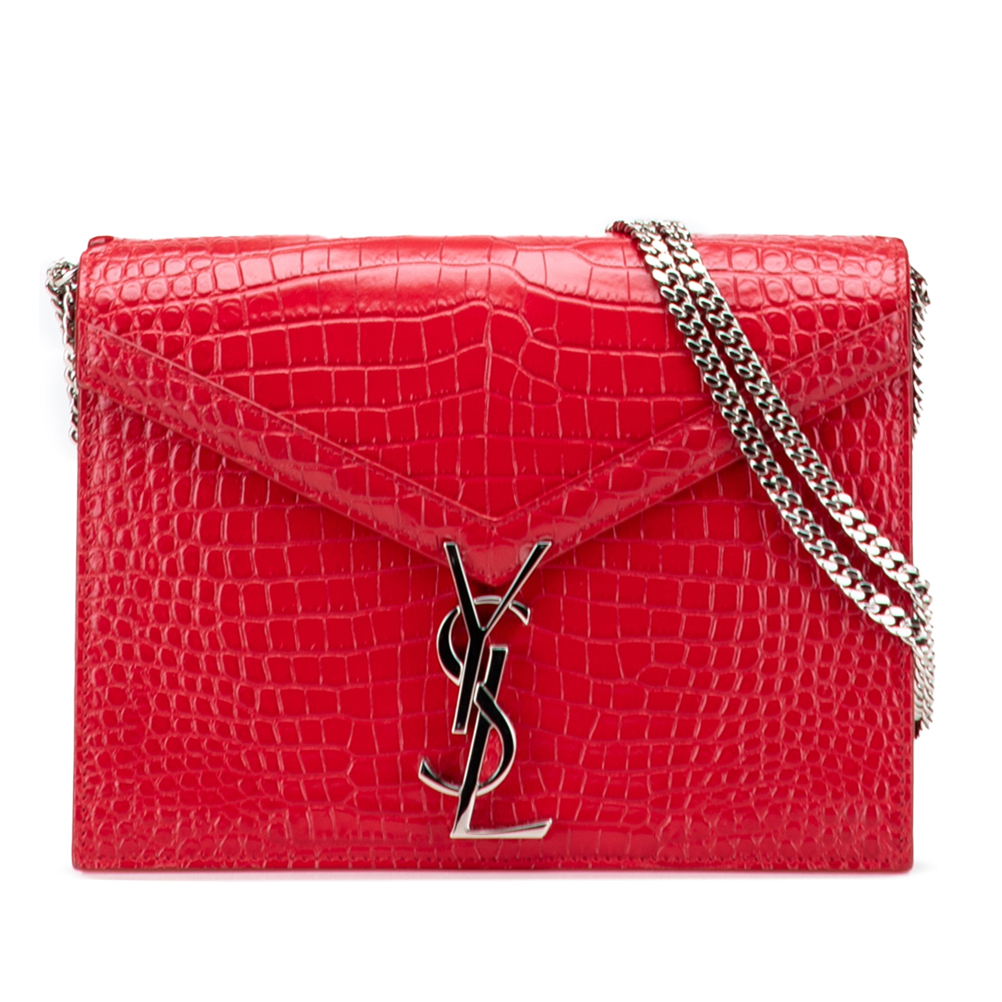 Croc Embossed Leather Monogram Cassandra Clasp Bag - Image 1