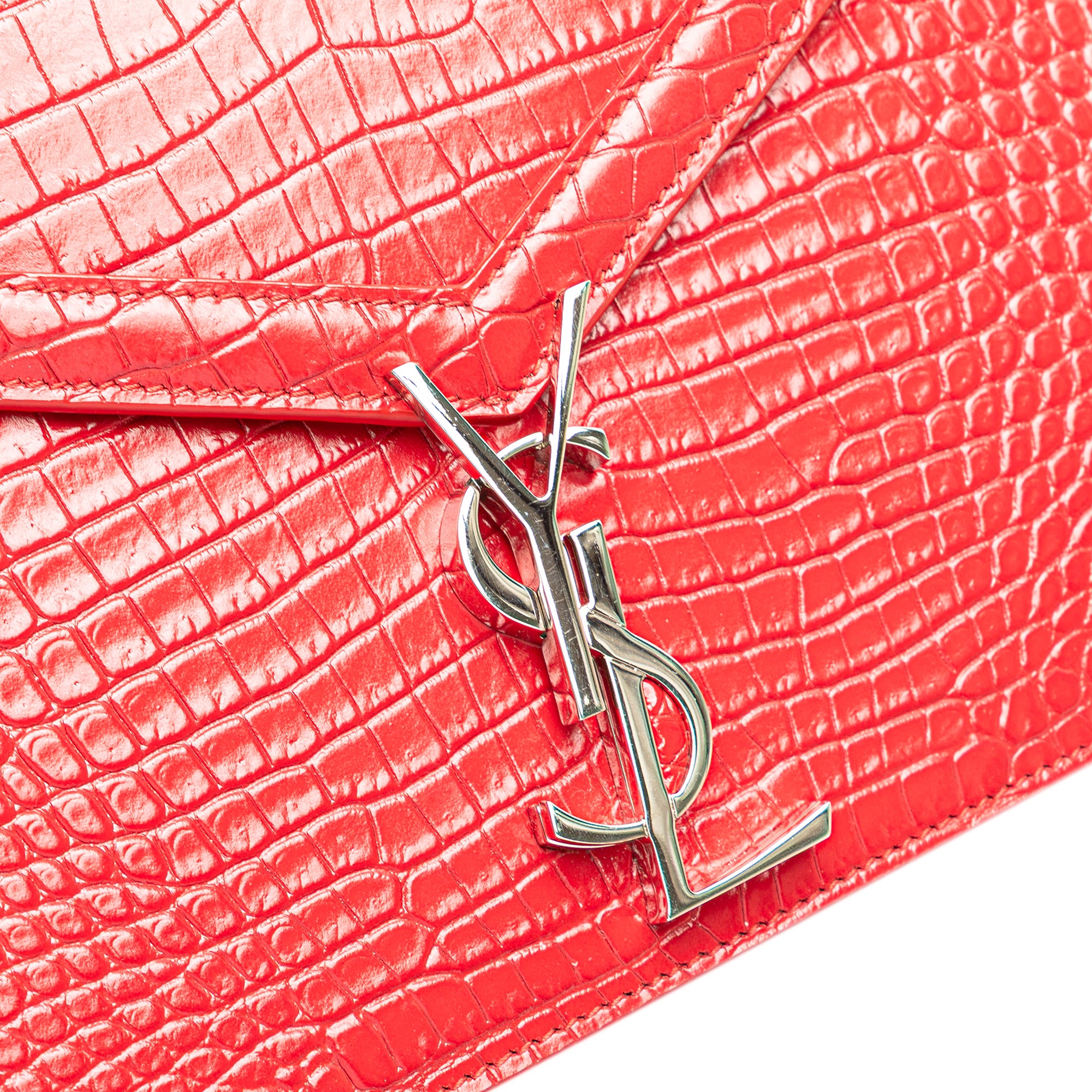 Croc Embossed Leather Monogram Cassandra Clasp Bag - Image 10